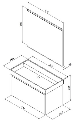 Мебель для ванной Aquanet Nova Lite 90 см, 1 ящик, белый глянец