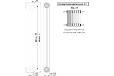 Радиатор Irsap Tesi 2 21800/08 T30 3/4&quot; h-1800 мм RR218000801A430N01