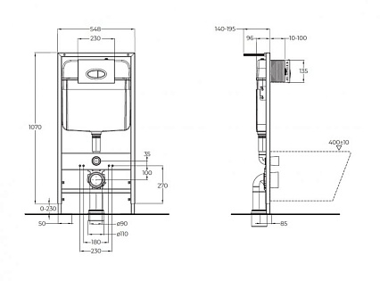 Подвесной унитаз BelBagno Uno-Tor BB5177CH-TOR/SC/BB026/BB044NERO комплект 3 в 1