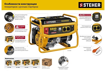 Бензиновый генератор Steher 2800 Вт GS-3500