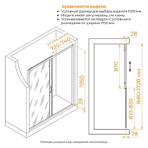 Душевая дверь RGW Passage PA-114-B 170x195, прозрачное, черный 030811417-14