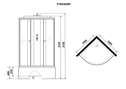 Душевая кабина Niagara Promo P100/40/MT 100x100 стекло матовое, без г/м