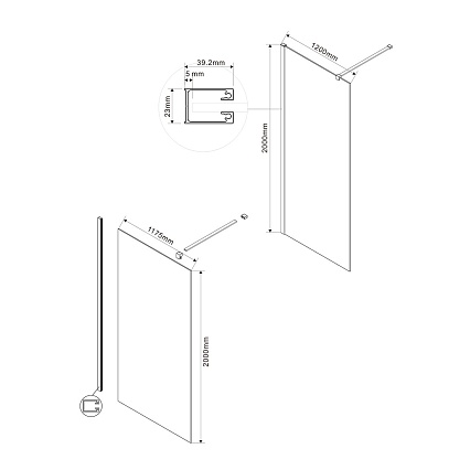 Душевая перегородка Vincea Walk-In 120x200 черный, прозрачное