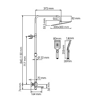 Душевая стойка WasserKRAFT A199.260.201.BG Thermo с термостатом, матовое золото