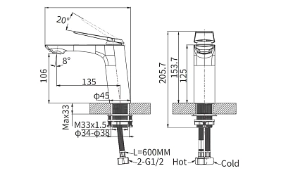 Смеситель для раковины Arrow AMP1145 хром