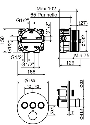 Смеситель для душа Plumberia IXO KITPSB1903CR термостат, хром