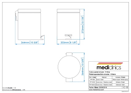 Ведро Mediclinics PP1305C 5 л, хром