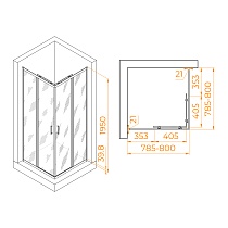 Душевой уголок RGW Passage PA-030B 80x80 матовое, черный 3508103088-24