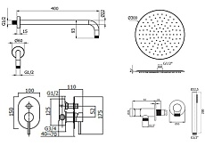 Душевой набор Plumberia IXO KITXO15NOKING черный матовый