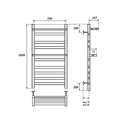 Полотенцесушитель электрический Point Артемида PN14150PE П8 50x100 c 2 полками, хром