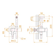 Смеситель RGW SP-212Gb с гигиеническим душем, золото brush 581408212-06