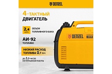 Инверторный генератор Denzel GT-1200iS, 1,2 кВт, 230 В, бак 2,4 л 94701