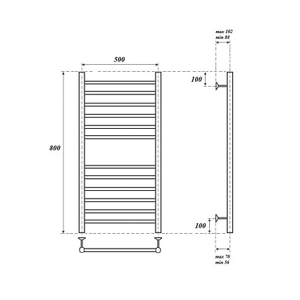 Полотенцесушитель электрический Point PN10158SE П12 50x80 хром