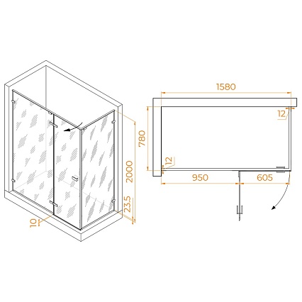 Душевой уголок RGW Stilvol SV-040B 160x80 черный, прозрачное 353204068-14