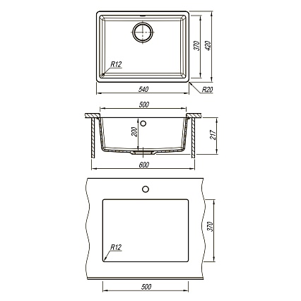 Кухонная мойка Lemark Sinara 540-U 54 см грей, 9910075