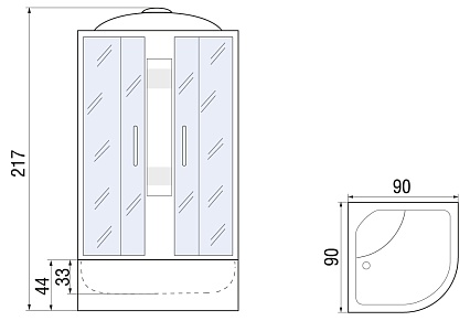 Душевая кабина River Amur 90/44 МТ 90x90 матовая, с крышей
