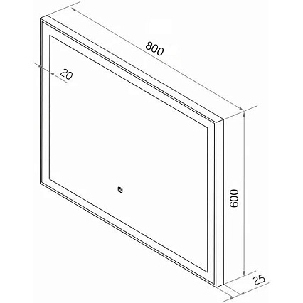 Зеркало Континент Frame Black LED 80x60 см с подсветкой, черный ЗЛП183