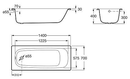 Стальная ванна Roca Contesa 140x70