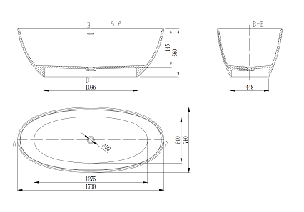 Ванна из искусственного камня Vincea VBT-4S01MW 170x76 см белый матовый