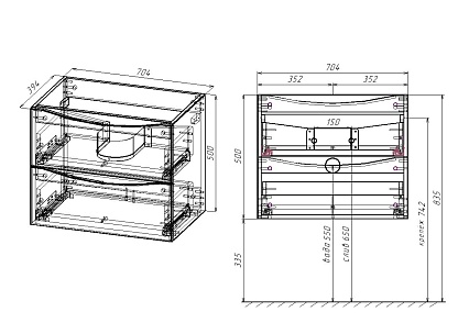 Тумба с раковиной Vincea Mia Slim 70 см R.Wood