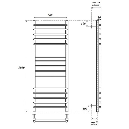 Полотенцесушитель электрический Point PN90150SE П15 50x100 хром