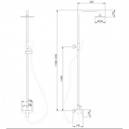 Душевая стойка Abber Weiss Insel AF8020W хром/белый