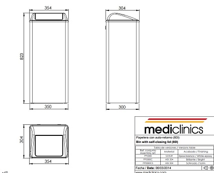 Ведро Mediclinics PP0080CS 80 л, хром матовый