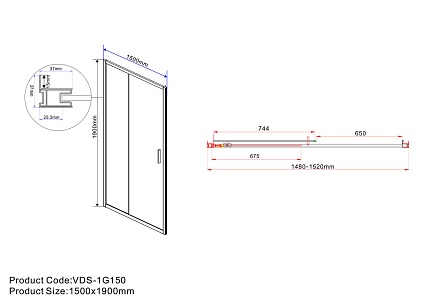 Душевая дверь Vincea Garda VDS-1G150CL 150x190 хром, прозрачное