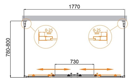 Душевой уголок Cezares MOLVENO-AH-22-180/80-P-Cr 180x80 рифленый