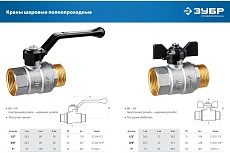 Шаровой кран Зубр полнопроходной &quot;мама-папа&quot; 1/2&quot; 51325-1/2