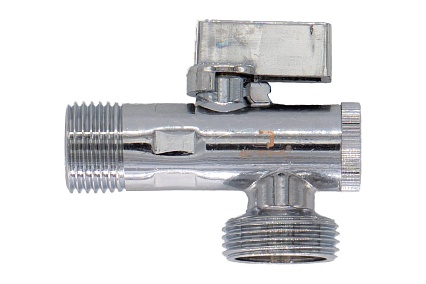 Шаровой угловой кран для бытовых приборов СТМ СТАНДАРТ 1/2х3/4", ш/ш, с фильтром, с отражателем бабочка, хром CAFR1234