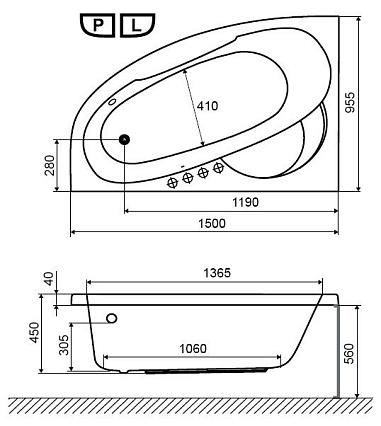 Акриловая ванна Excellent Laguna 150x95 L