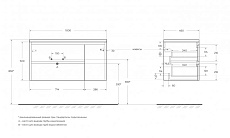 Тумба с раковиной BelBagno Kraft 100 см, 2 ящика, 1 дверца, левая Cemento Grigio