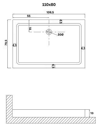 Поддон для душа Niagara Eco NG-P1180-14Q 110x80 белый