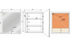 Зеркальный шкаф Style Line Квартет 70x80 см с подсветкой, белый СС-00002381