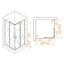 Душевой уголок RGW Passage PA-030B 90x90 прозрачное, черный 3508103099-14