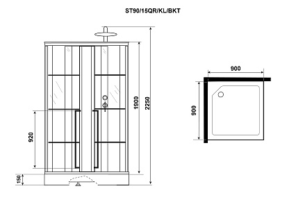 Душевая кабина Niagara Nova ST90/15QR/KL/BKT 90x90 стекло с принтом, без крыши