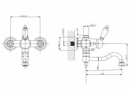 Смеситель для ванны Caprigo Fonte 12-519 со штуцером 3/4", хром