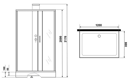 Душевая кабина Grossman GR252Q 120x80, черный