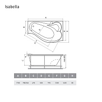 Акриловая ванна Relisan Isabella 170x90 см R
