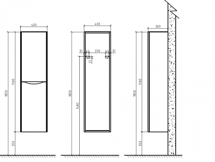 Шкаф пенал BelBagno Ancona-N 40 см L Tortora Lucido