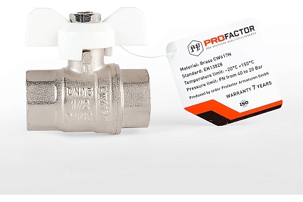 Шаровой кран PROFACTOR PF STANDARD в/в бабочка 1/2 дюйма PF FBV 300