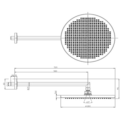 Верхний душ Bossini Apice H70430I.073 28 см черный матовый