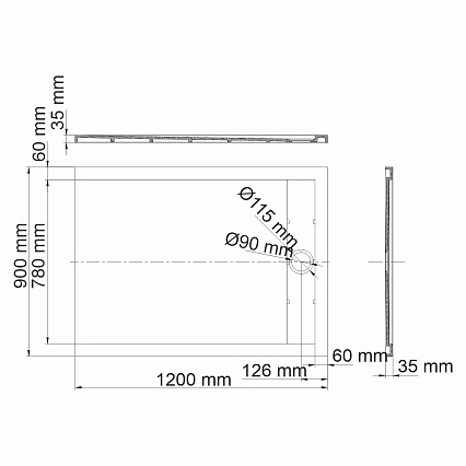 Поддон для душа WasserKRAFT Abens 20T07 120x90, черный матовый