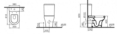 Унитаз VitrA Zentrum Open-back 9824B003-7207