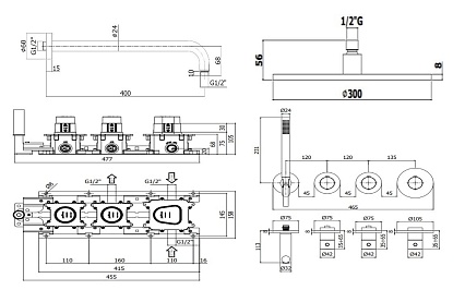 Душевой набор Paffoni Modular Box KITMB000NOKING душ 30 см, черный