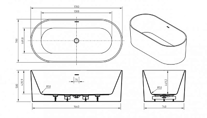 Акриловая ванна BelBagno BB705 170x80 см BB705-1700-800