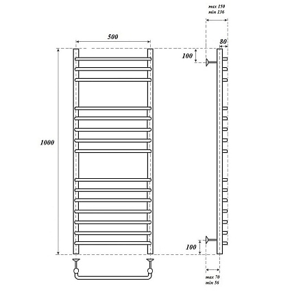 Полотенцесушитель электрический Point PN09150SE П15 50x100 хром