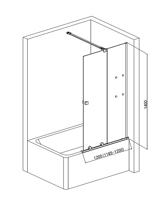 Шторка для ванны AQUAme AQM6601-2 120x140 прозрачное стекло, хром