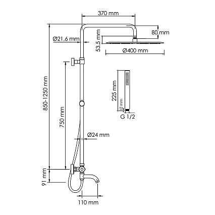 Душевая стойка WasserKRAFT A188.117.137.087.CH Thermo с термостатом, хром